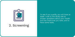 Clipboard with paper and a hospital cross icon, Screening, See if you qualify, StrateGIST3 trial, advanced GIST.