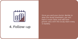 Calendar icon, Follow-up, after finishing treatment there will be two more visits, StrateGIST3 trial, adults with GIST.
